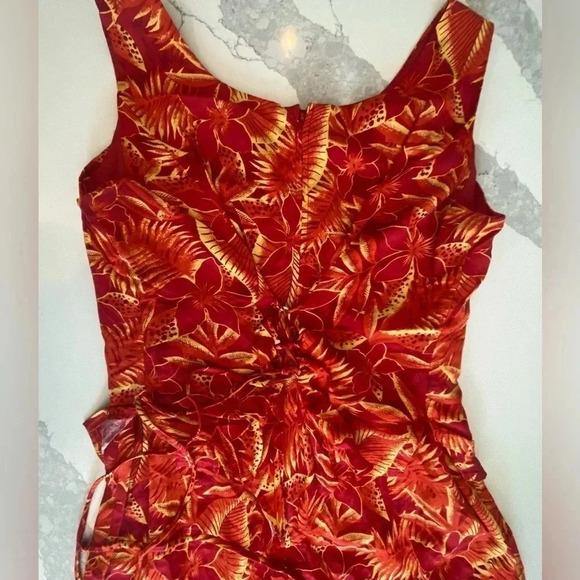 Miss Scarlet Tropical Hawaiian‎ Cruise-wear Sleeveless Slit Maxi Dress 10p EUC - Picture 3 of 12